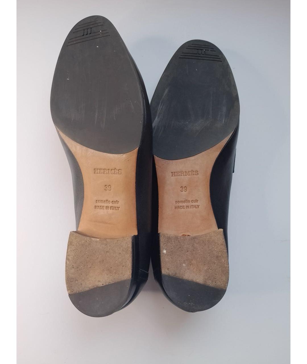 HERMES Черные кожаные лоферы, фото 6