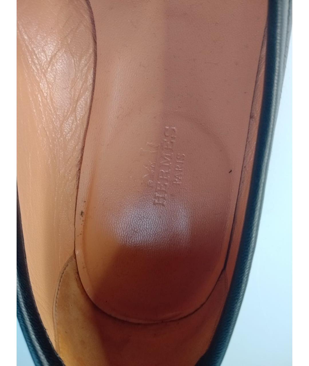 HERMES Черные кожаные лоферы, фото 5