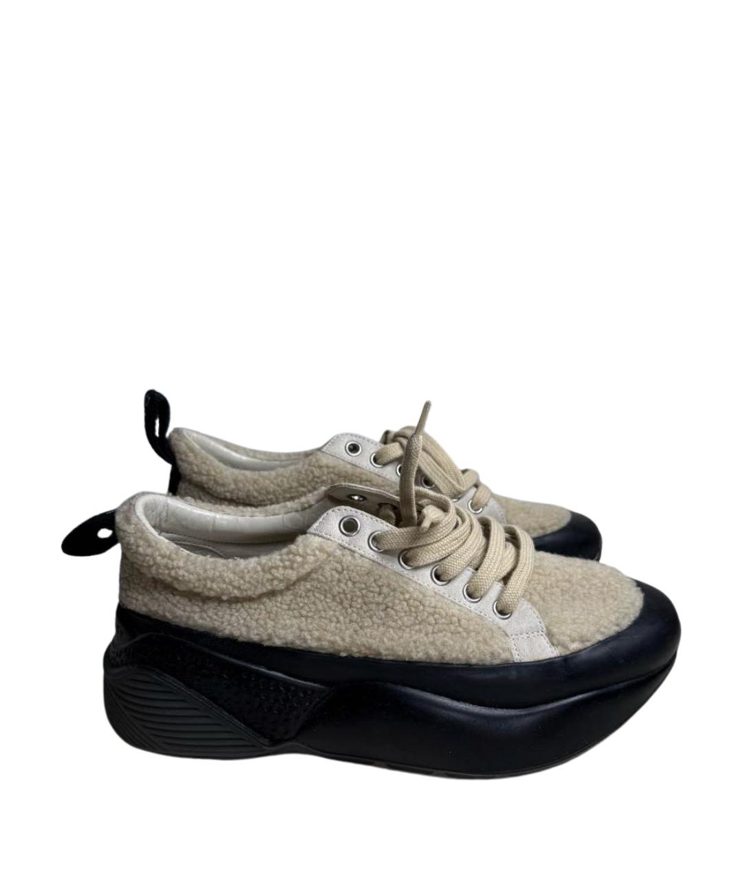 STELLA MCCARTNEY Бежевые текстильные кроссовки, фото 1