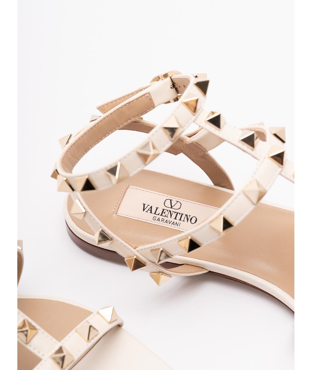 VALENTINO Бежевые кожаные сандалии, фото 5