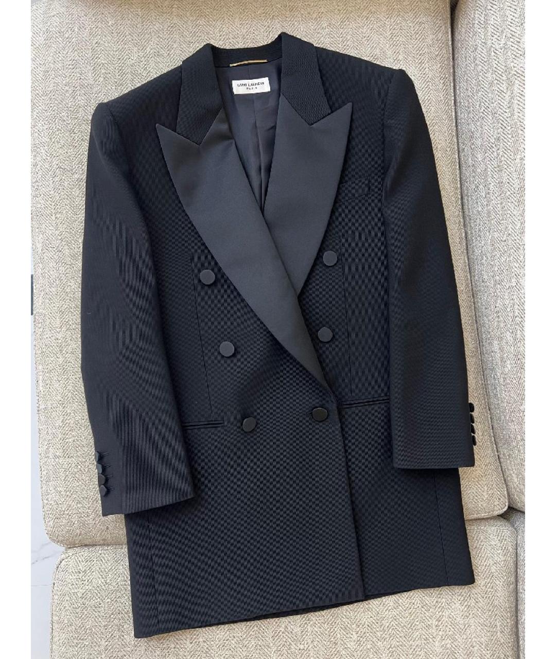 SAINT LAURENT Черный вискозный жакет/пиджак, фото 6