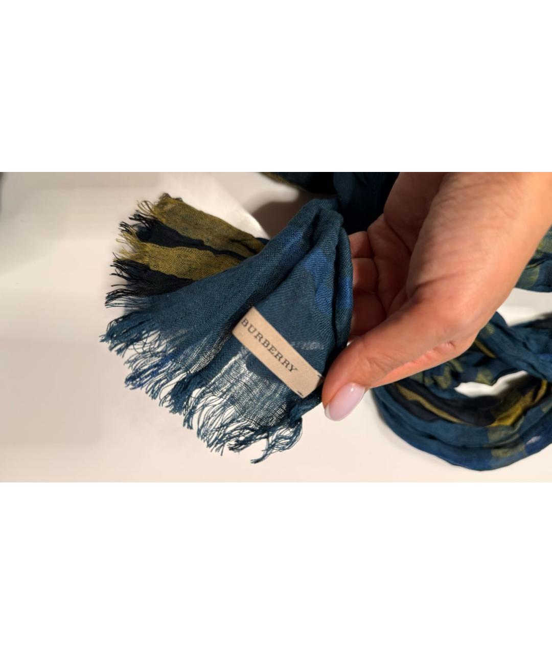 BURBERRY Мульти льняной шарф, фото 4