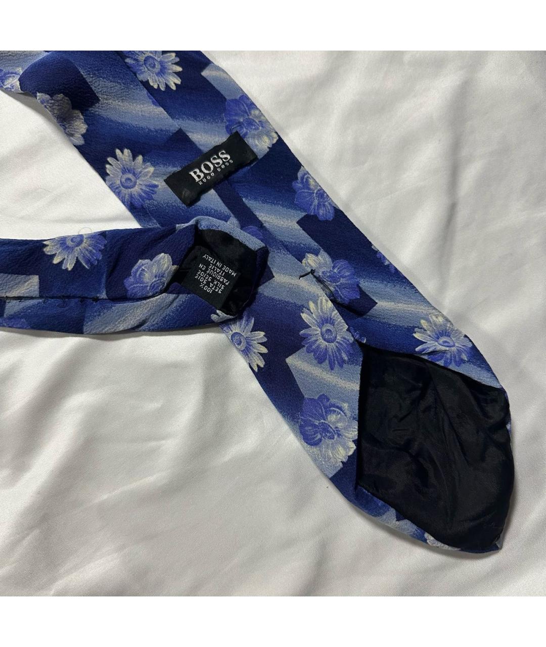 HUGO BOSS Синий шелковый галстук, фото 5