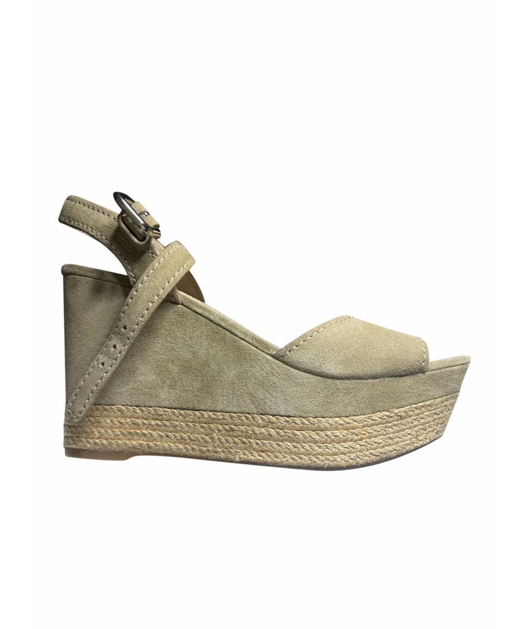 PRADA Бежевые замшевые босоножки, фото 1