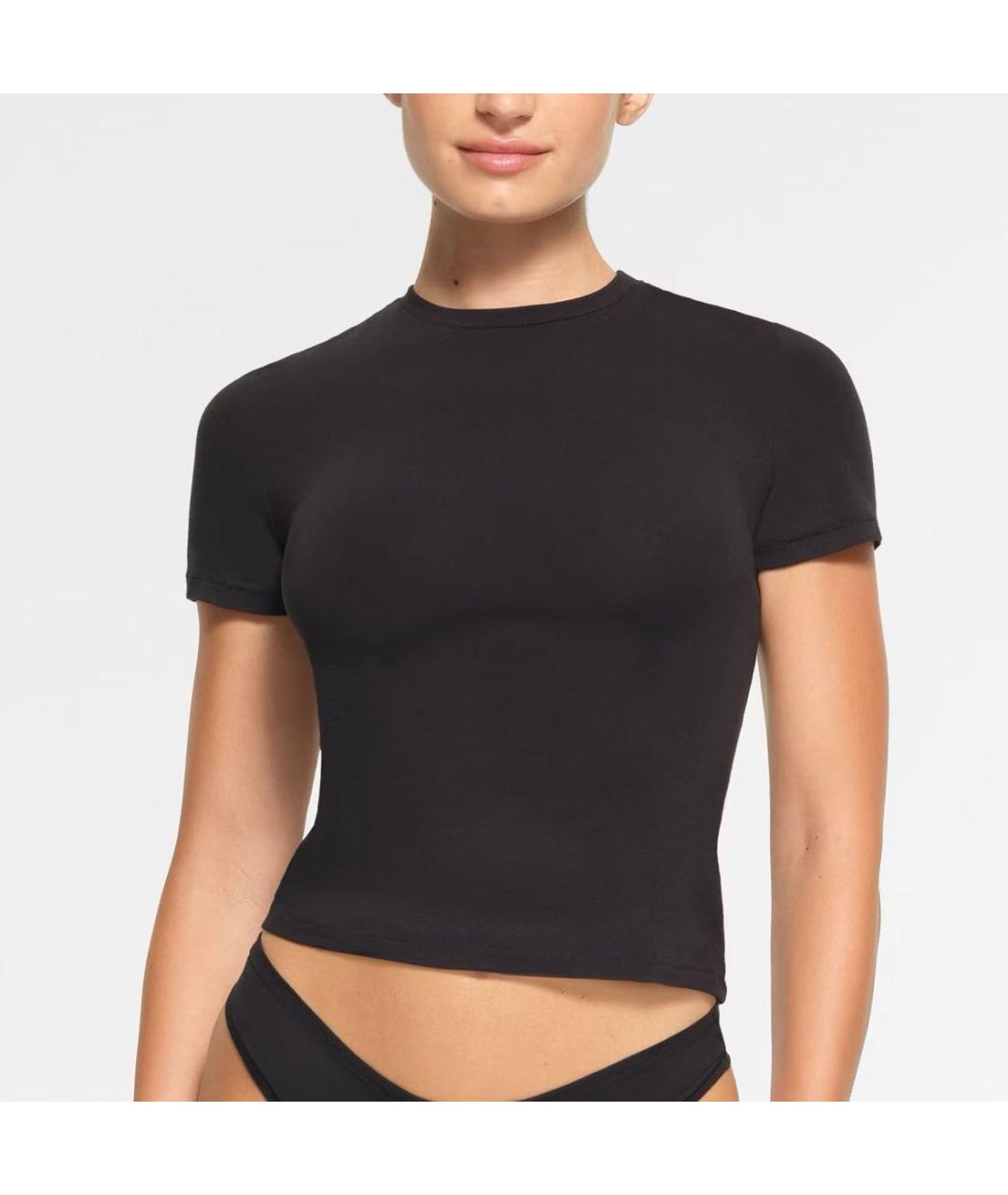 SKIMS Черная хлопковая футболка, фото 5