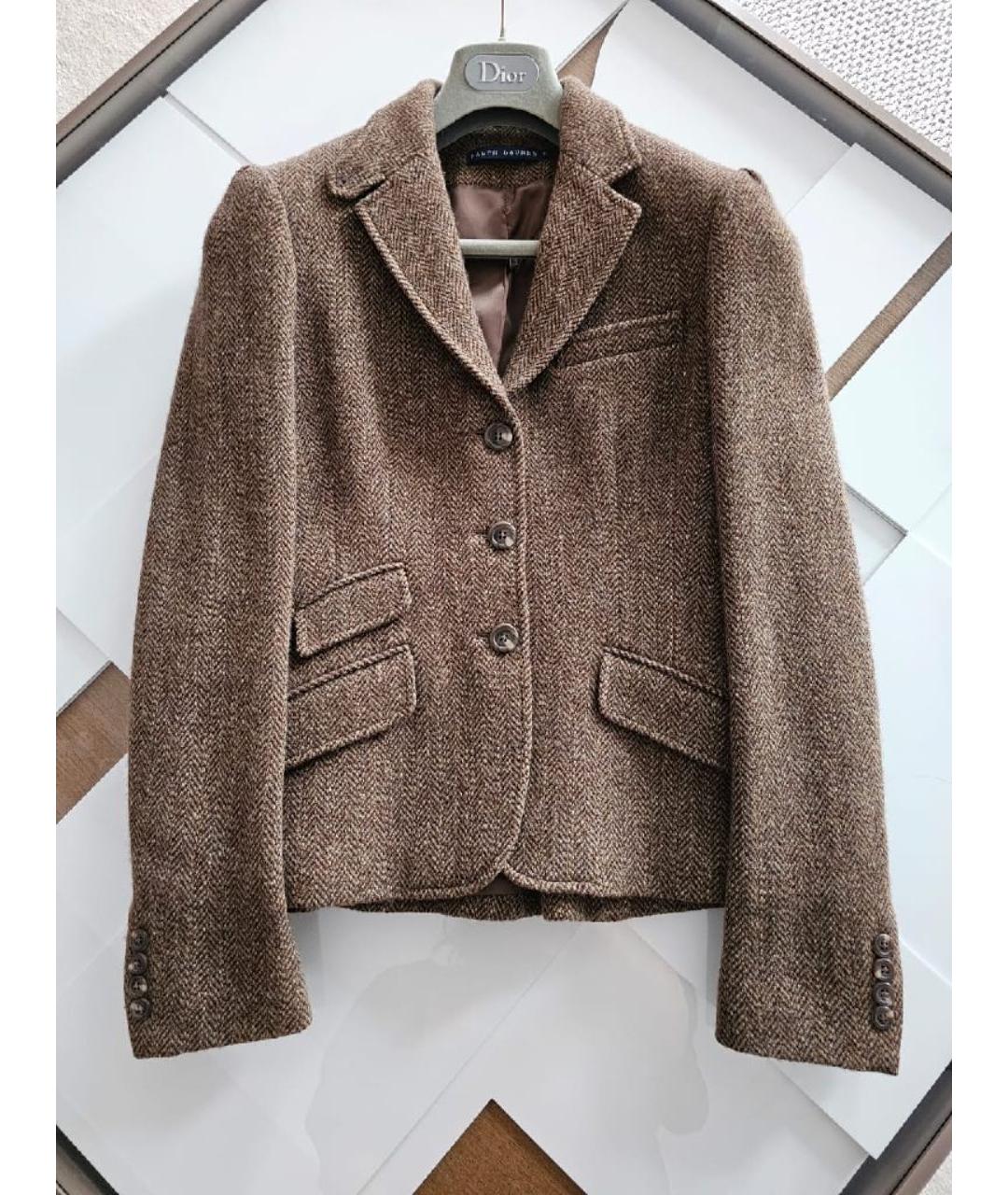 RALPH LAUREN Коричневый шерстяной жакет/пиджак, фото 8