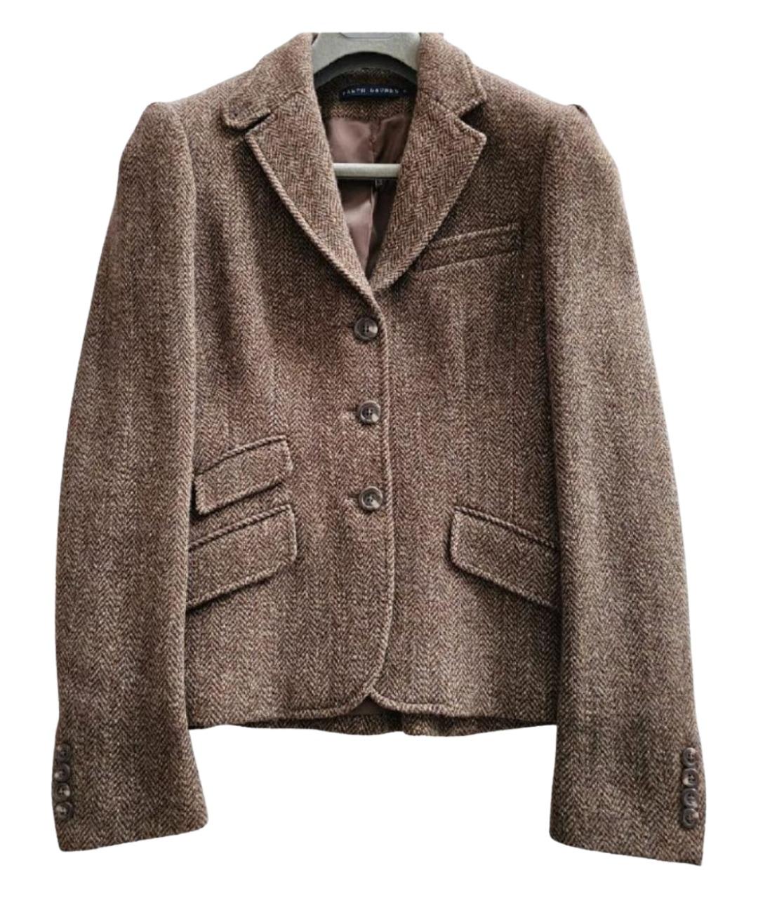 RALPH LAUREN Коричневый шерстяной жакет/пиджак, фото 1