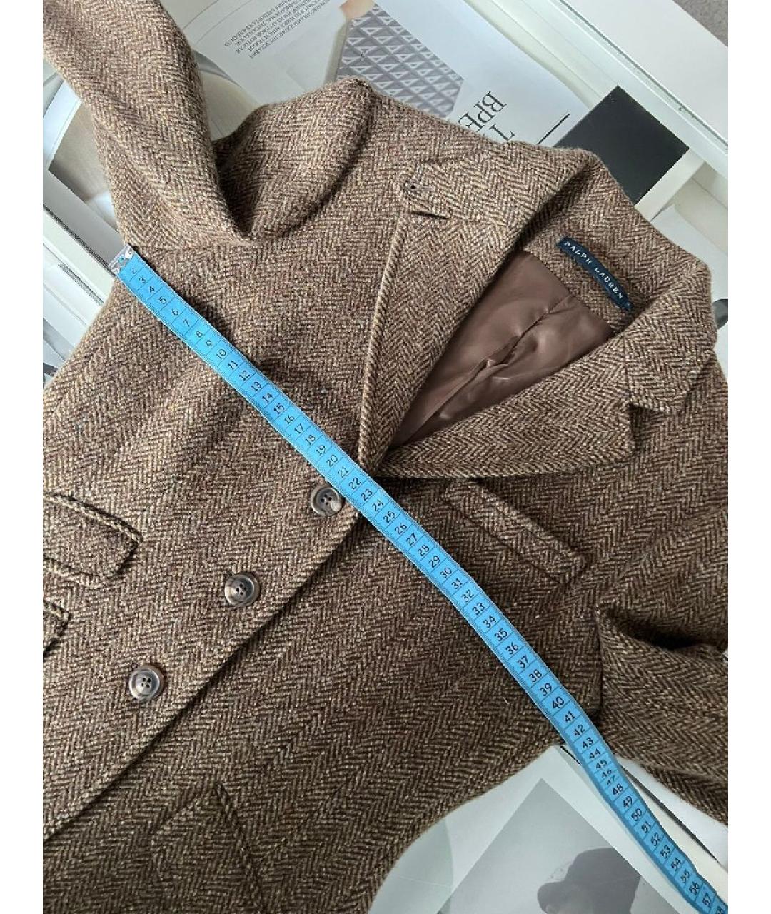 RALPH LAUREN Коричневый шерстяной жакет/пиджак, фото 3
