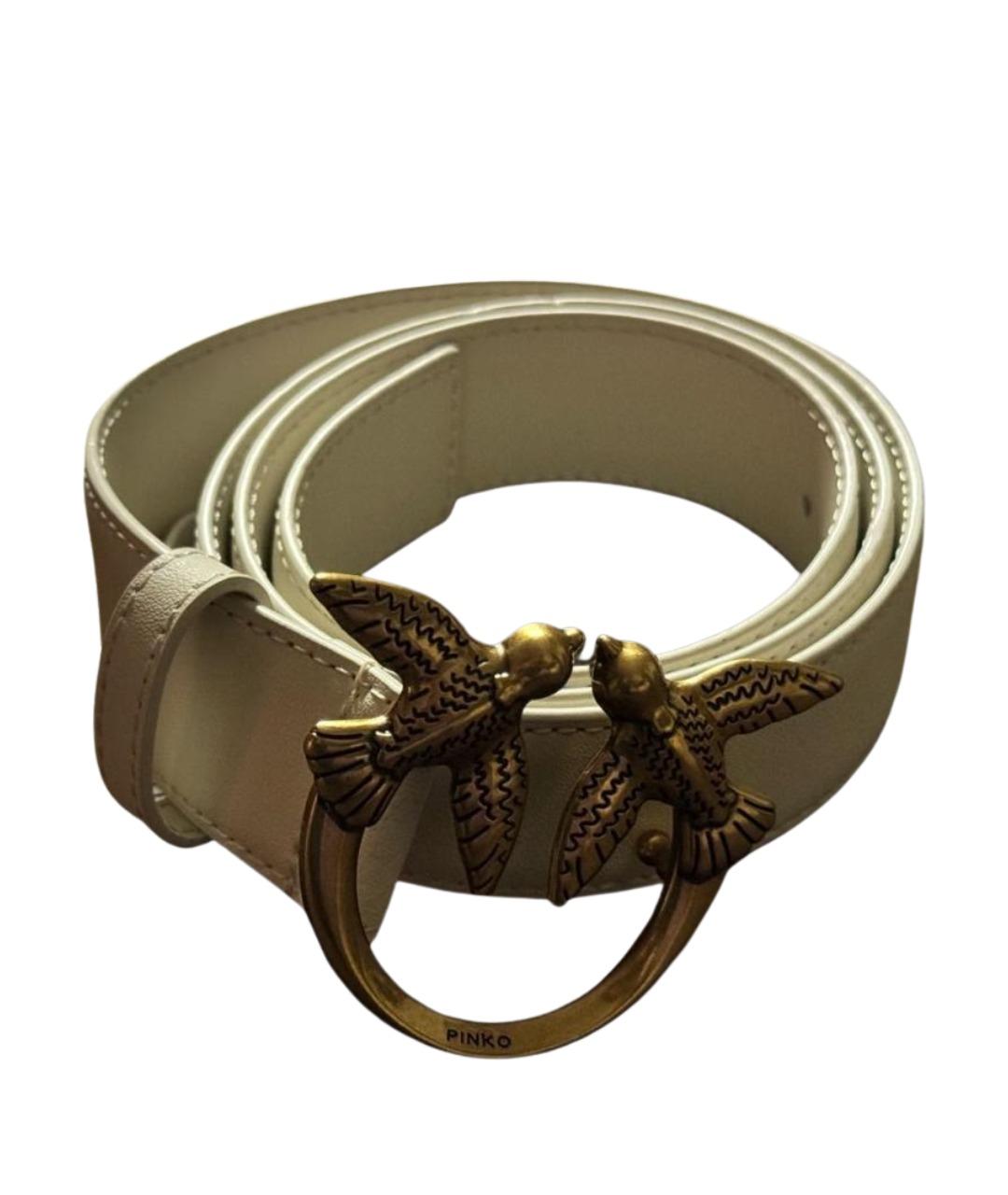 PINKO Белый кожаный ремень, фото 1