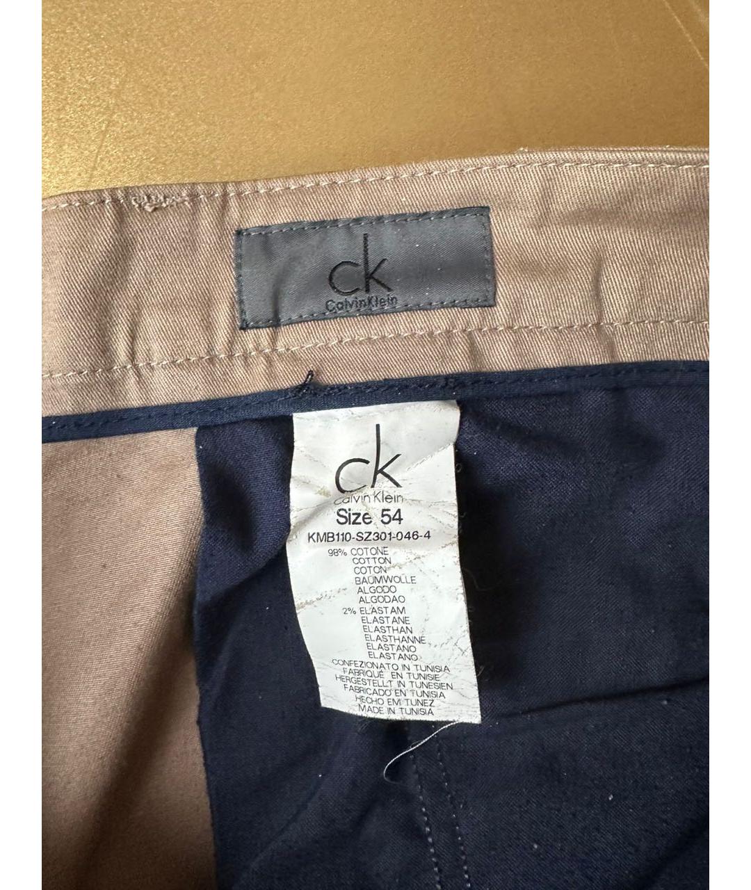 CALVIN KLEIN Бежевые хлопко-эластановые брюки чинос, фото 4