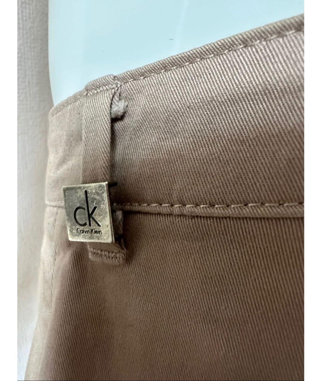 CALVIN KLEIN Бежевые хлопко-эластановые брюки чинос, фото 3