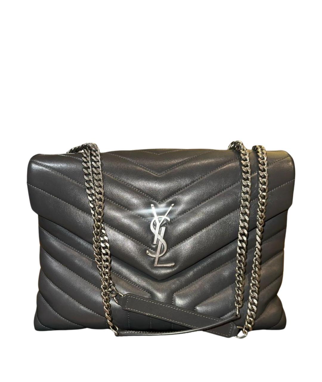 SAINT LAURENT Серая кожаная сумка через плечо, фото 1