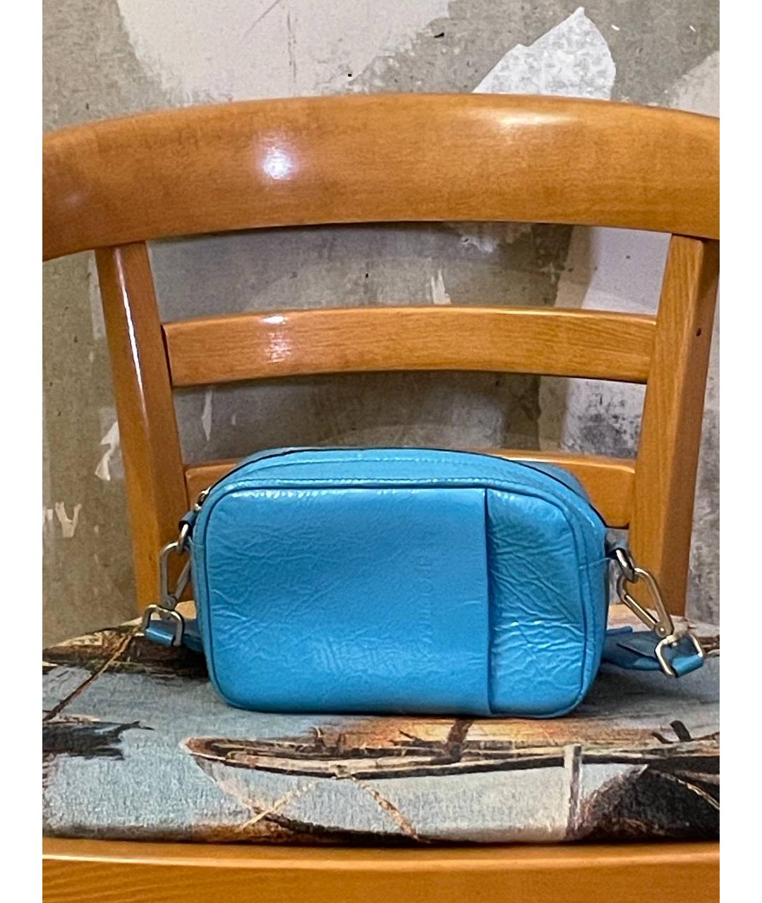 SPORTMAX Голубая кожаная сумка через плечо, фото 4