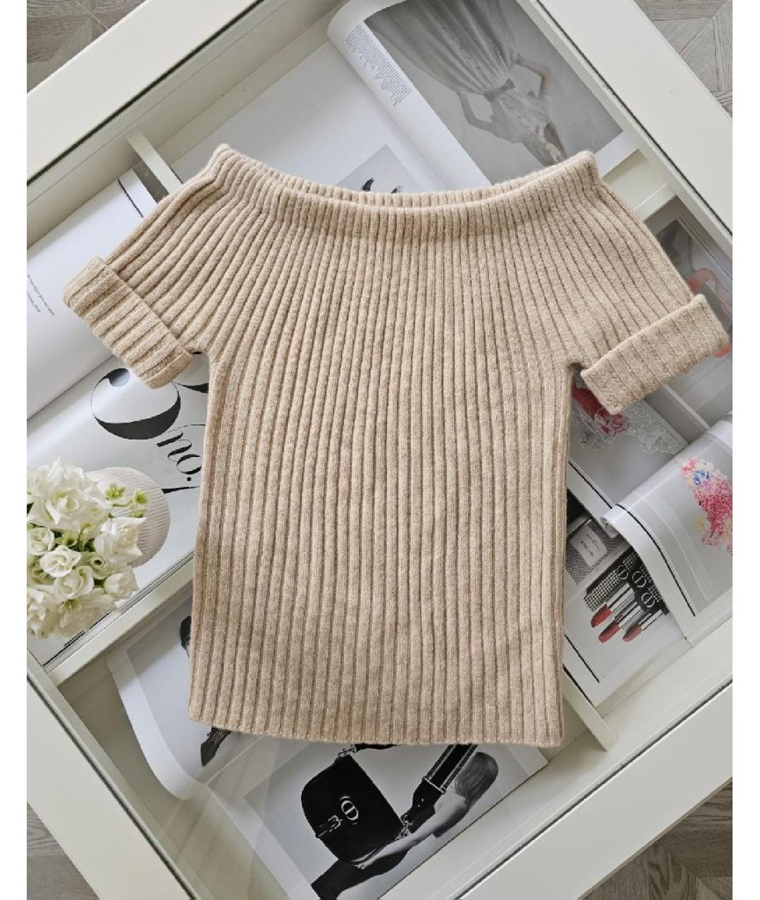 FENDI Бежевый кашемировый джемпер / свитер, фото 9