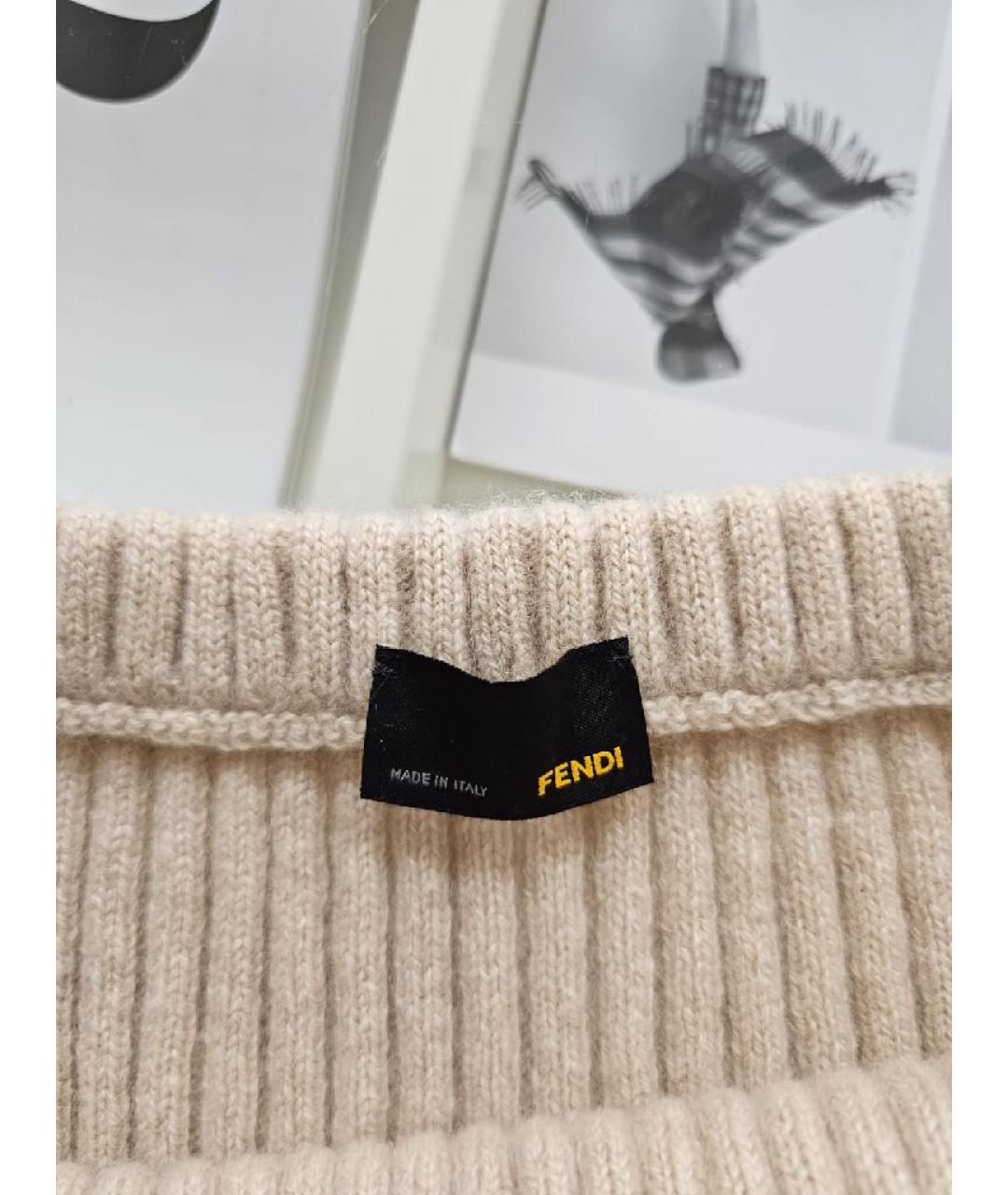 FENDI Бежевый кашемировый джемпер / свитер, фото 3