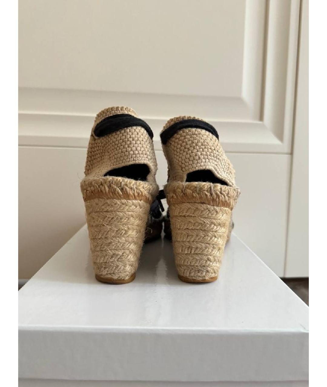 ASH Бежевые текстильные босоножки, фото 4