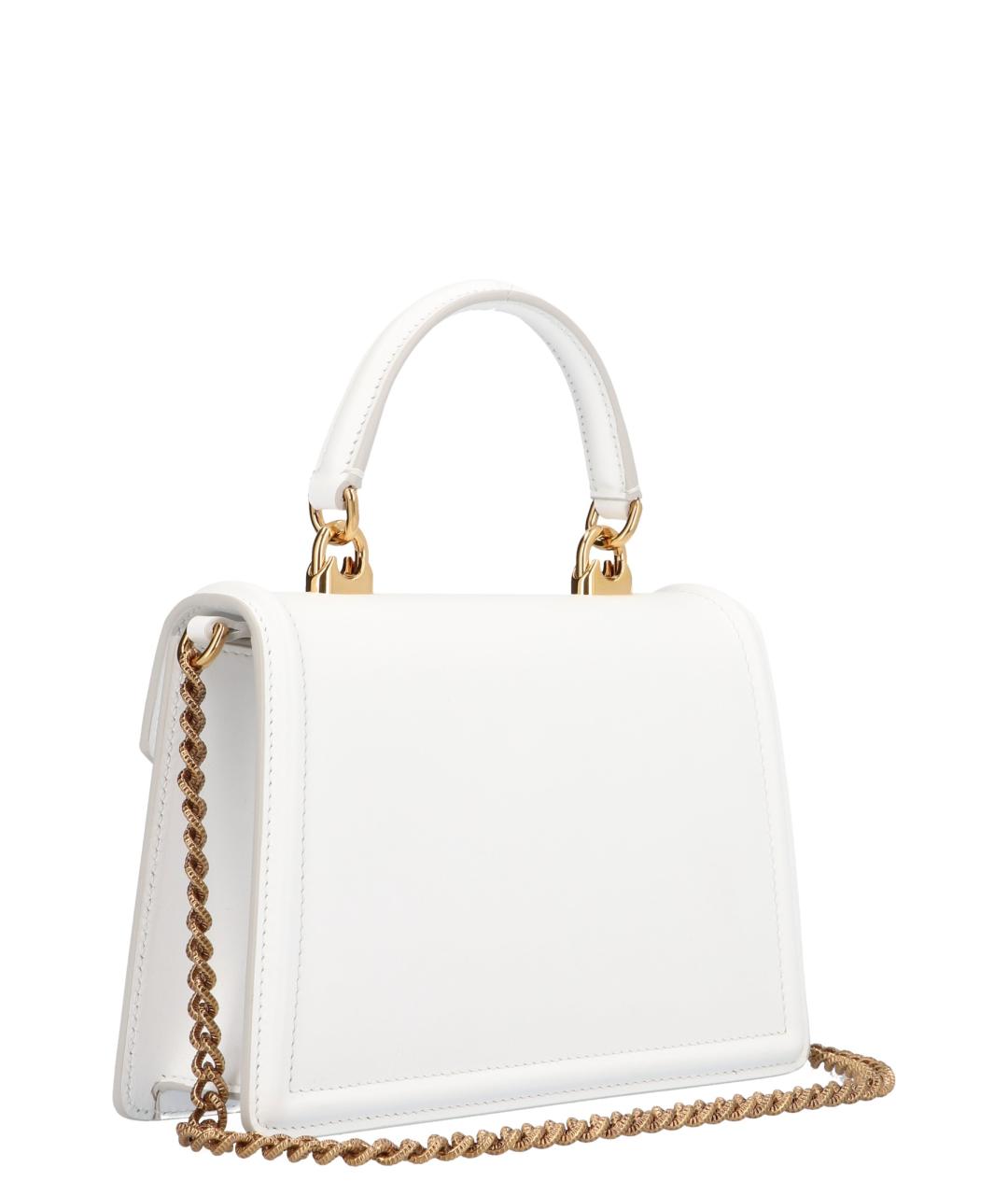 DOLCE&GABBANA Белая кожаная сумка через плечо, фото 2