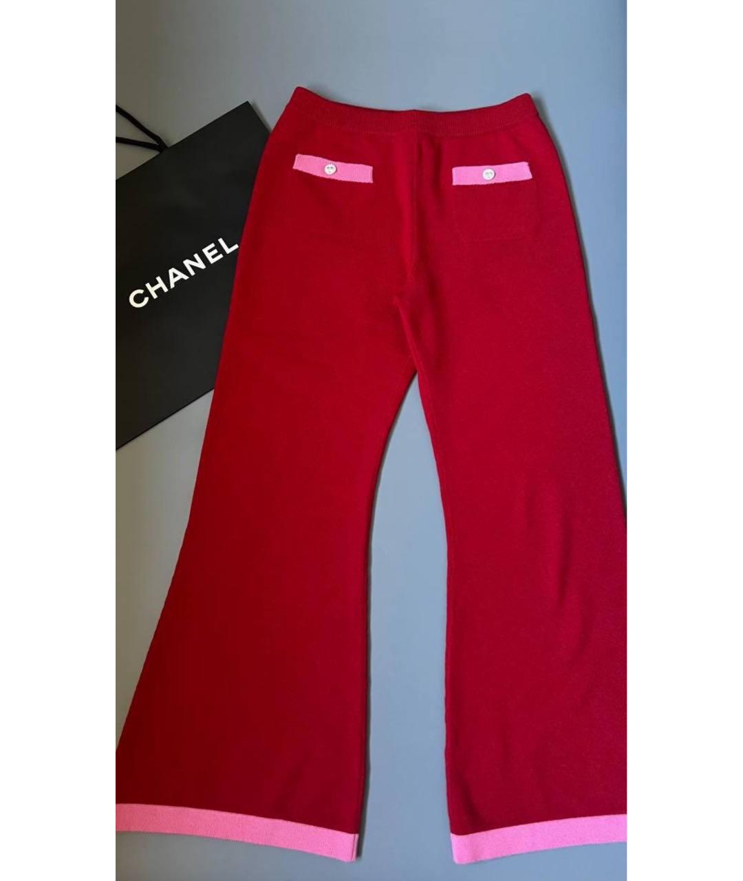 CHANEL Красные кашемировые брюки широкие, фото 3