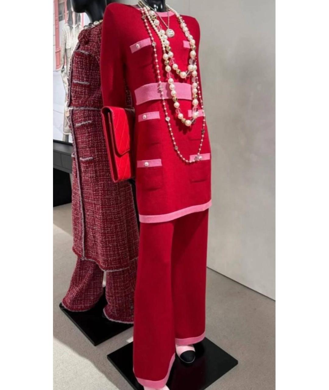 CHANEL Красные кашемировые брюки широкие, фото 2