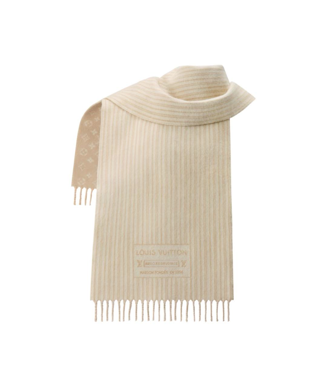LOUIS VUITTON Бежевый шерстяной шарф, фото 2