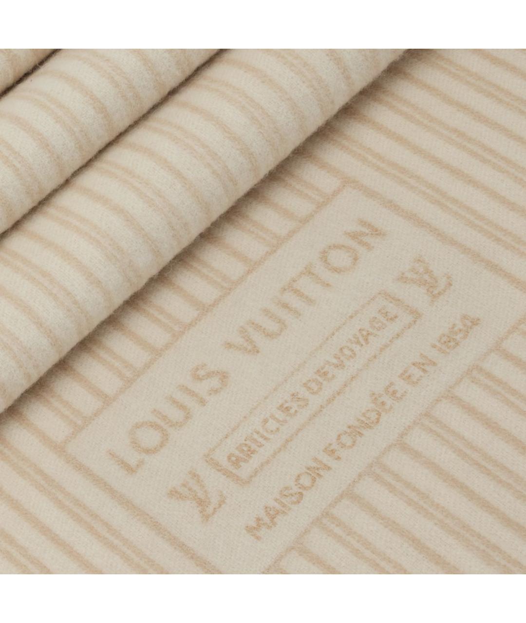 LOUIS VUITTON Бежевый шерстяной шарф, фото 3