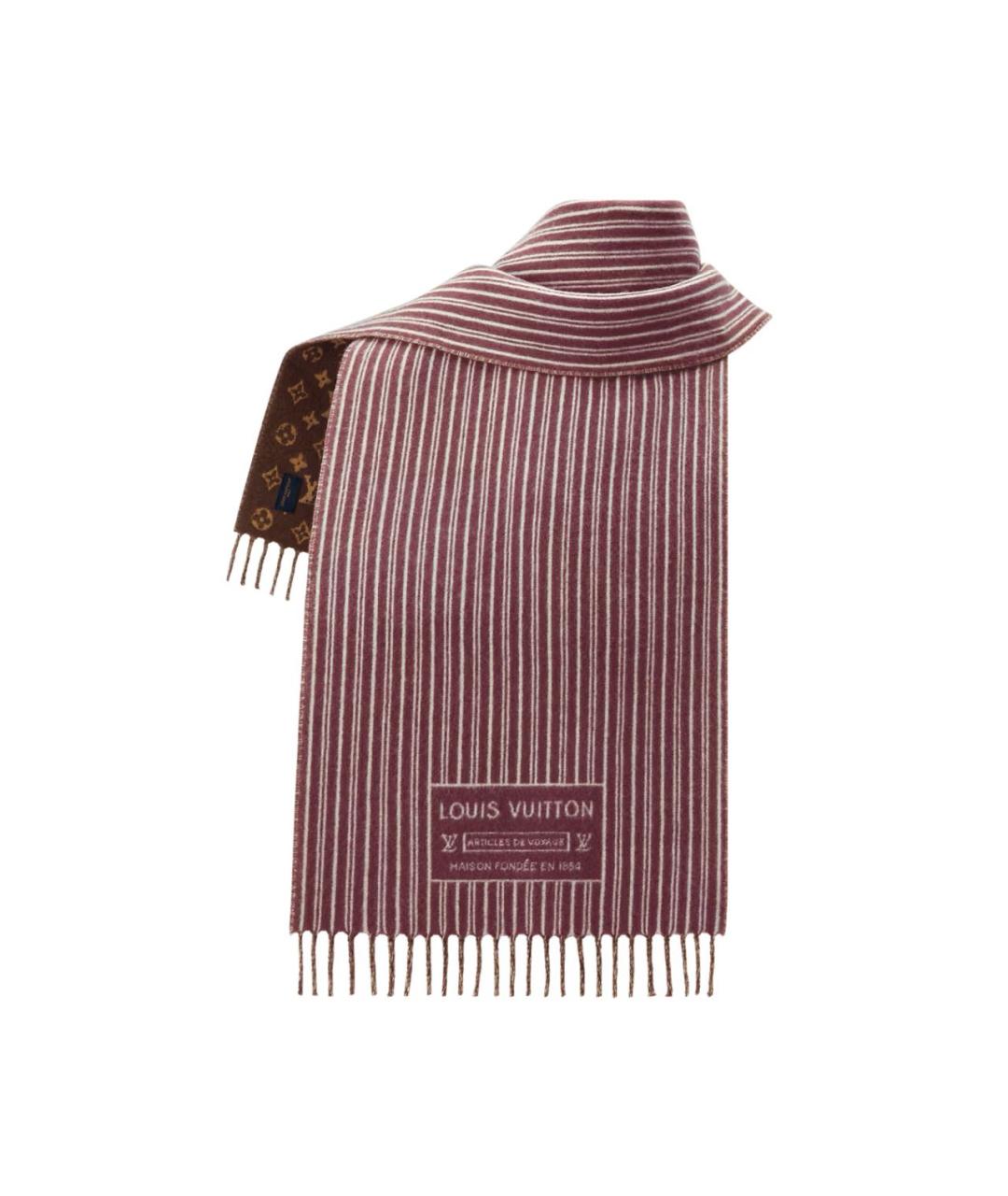 LOUIS VUITTON Коричневый шерстяной шарф, фото 2