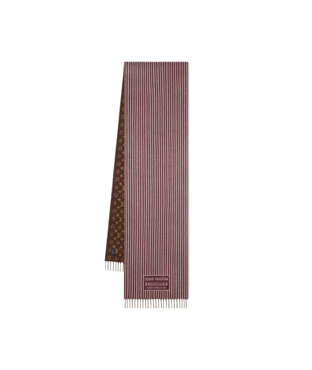 LOUIS VUITTON Коричневый шерстяной шарф, фото 4