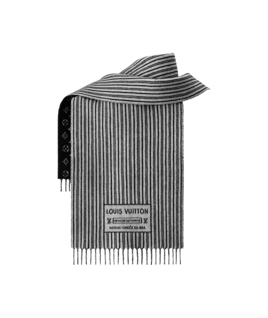 LOUIS VUITTON Черный шерстяной шарф, фото 2