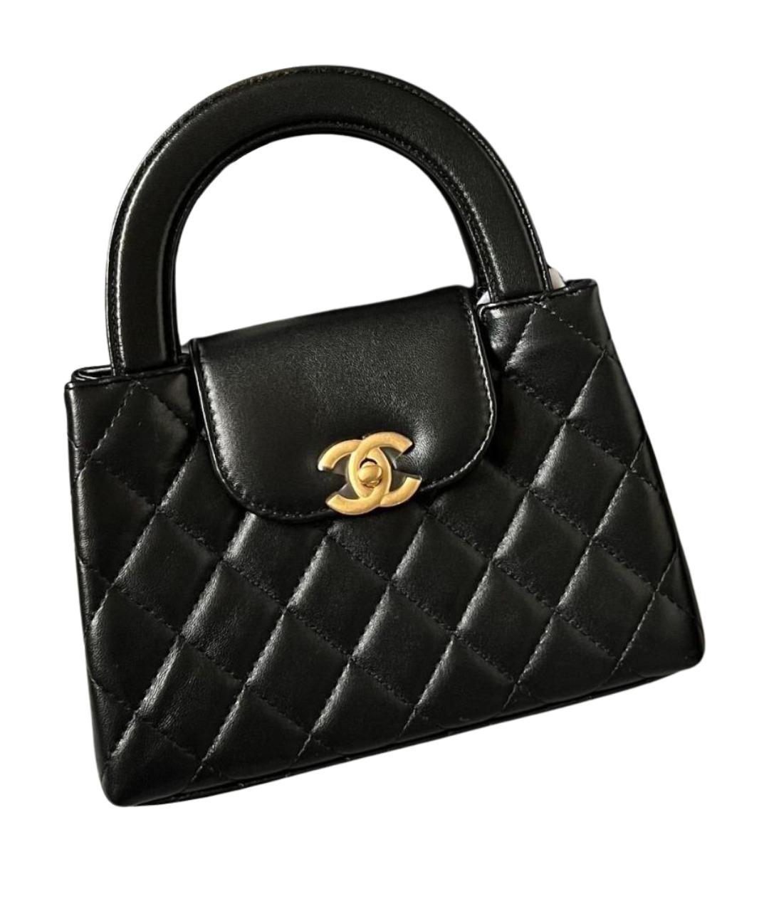 CHANEL Черная кожаная сумка с короткими ручками, фото 1