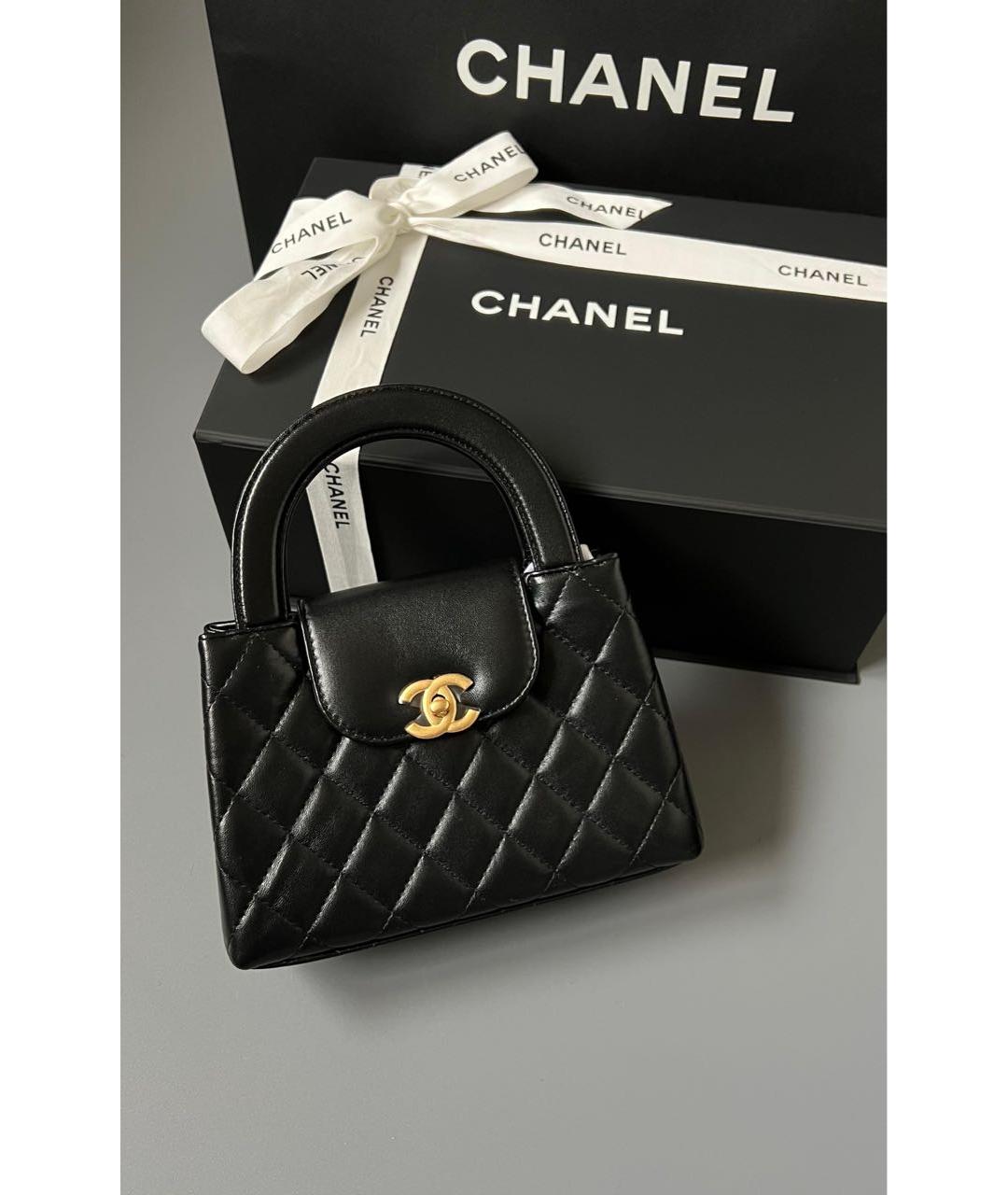 CHANEL Черная кожаная сумка с короткими ручками, фото 2