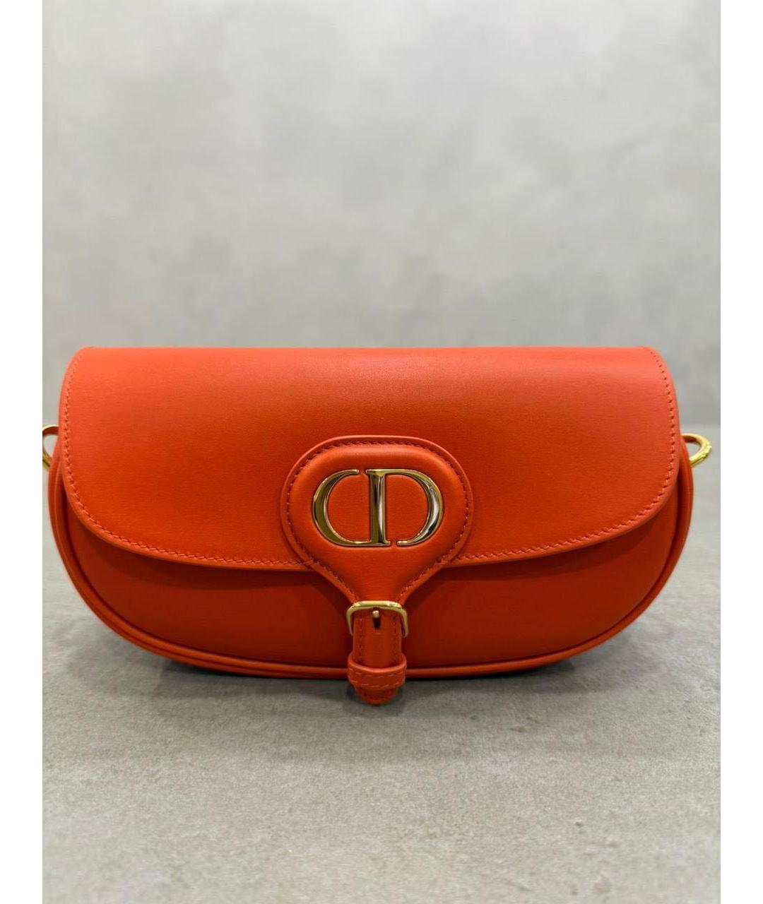 CHRISTIAN DIOR Оранжевая кожаная сумка через плечо, фото 4