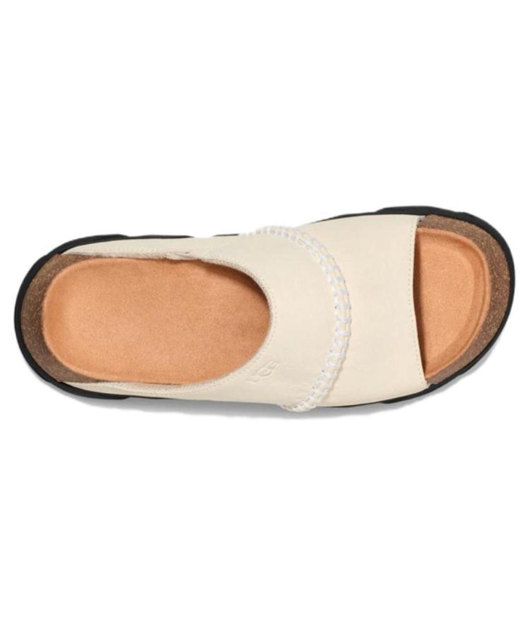 UGG AUSTRALIA Бежевые кожаные шлепанцы, фото 3