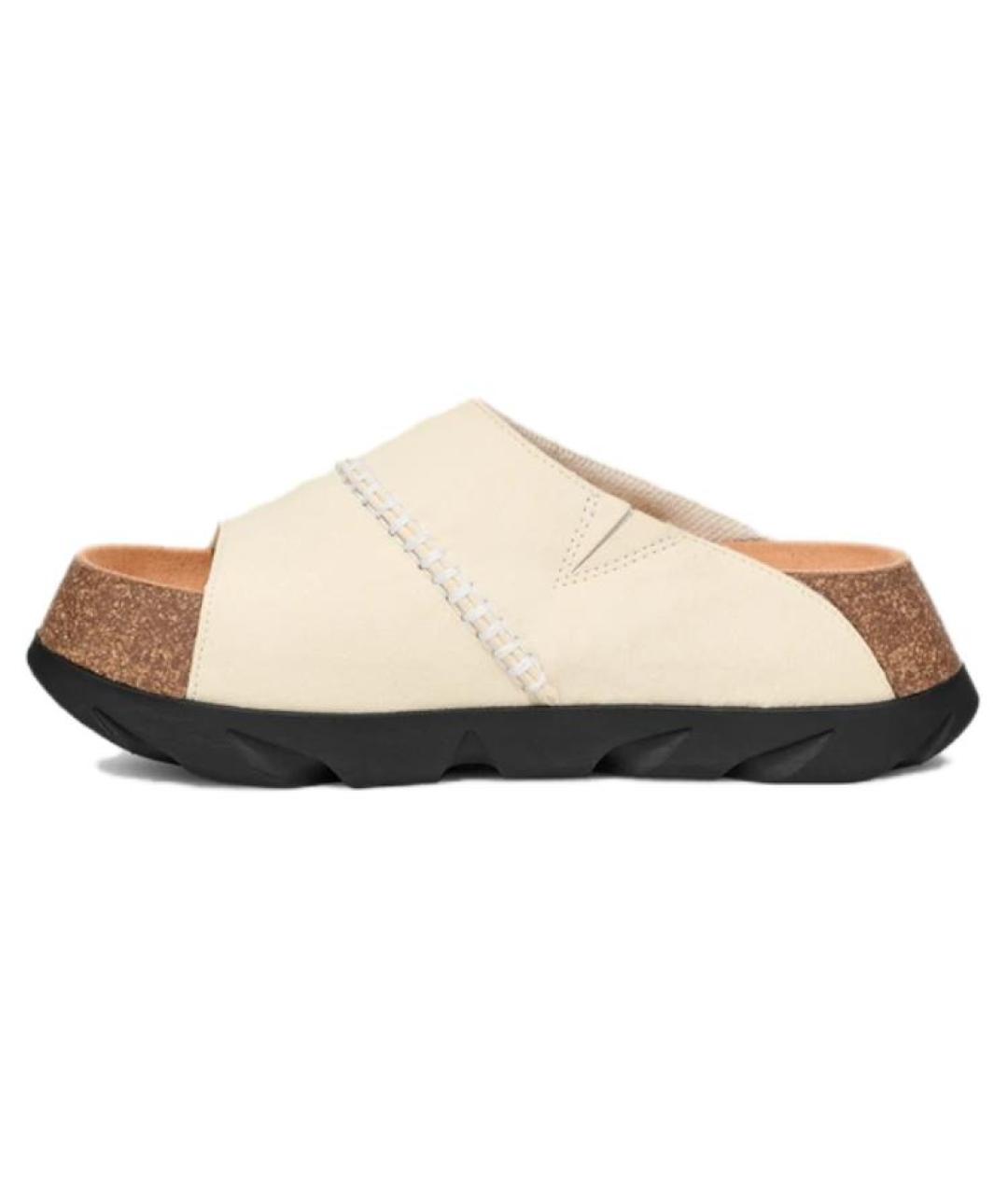 UGG AUSTRALIA Бежевые кожаные шлепанцы, фото 2