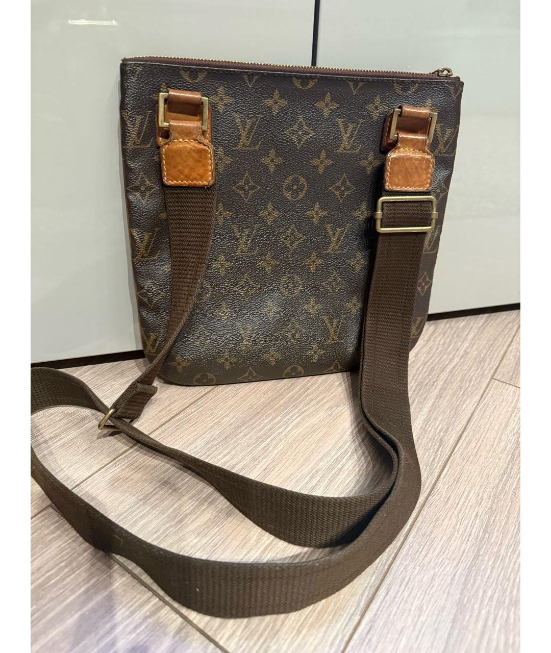 LOUIS VUITTON Коричневая кожаная сумка через плечо, фото 3
