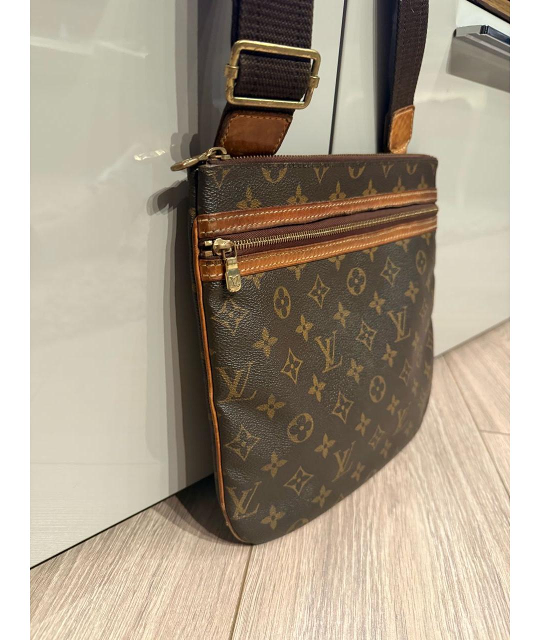LOUIS VUITTON Коричневая кожаная сумка через плечо, фото 2