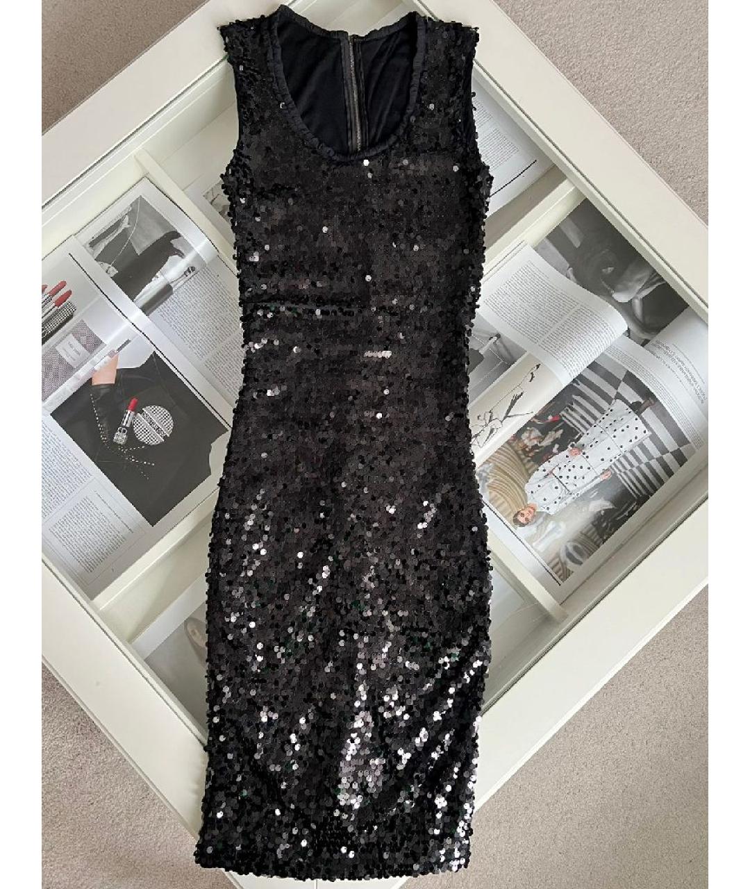 DOLCE&GABBANA Черное полиэстеровое коктейльное платье, фото 8