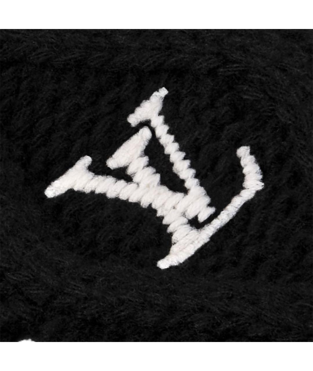 LOUIS VUITTON Черный шерстяной шарф, фото 3