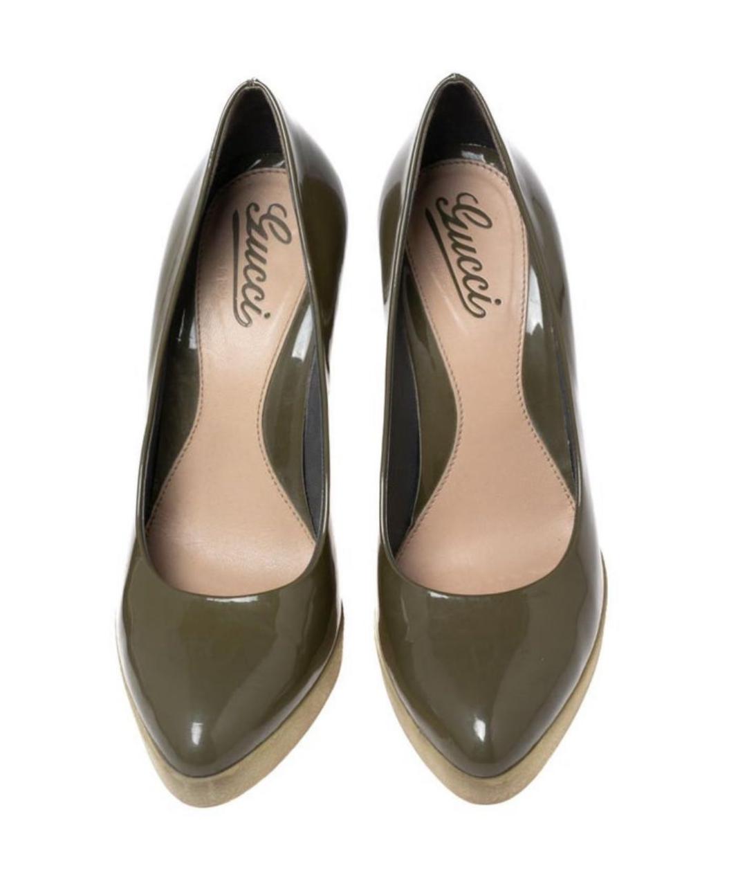 GUCCI Хаки туфли из лакированной кожи, фото 8