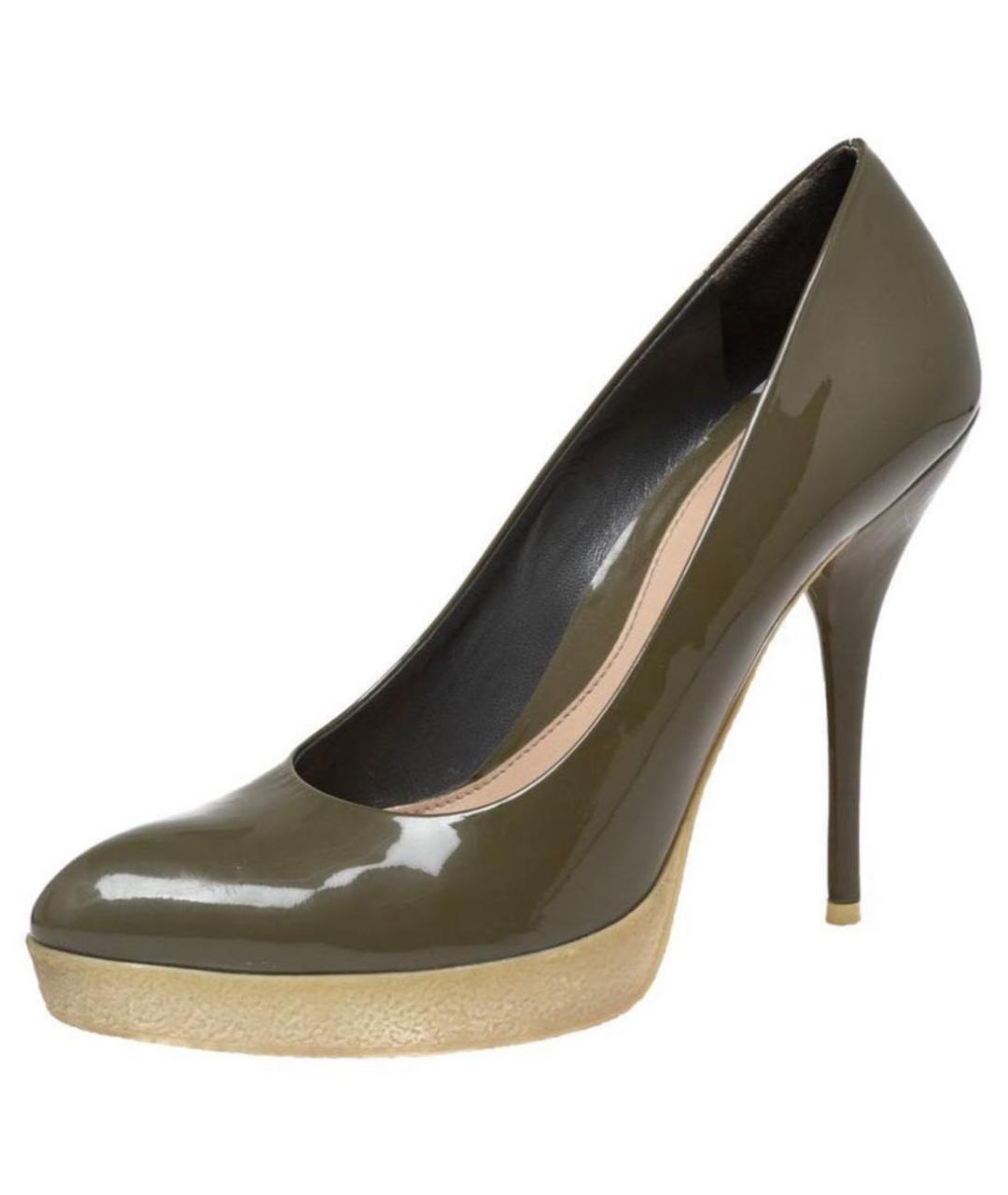 GUCCI Хаки туфли из лакированной кожи, фото 9