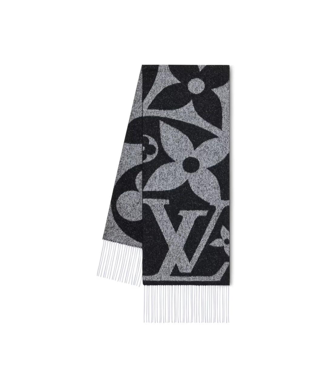 LOUIS VUITTON Черный шерстяной шарф, фото 1