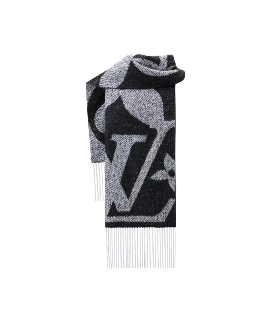 LOUIS VUITTON Черный шерстяной шарф, фото 2