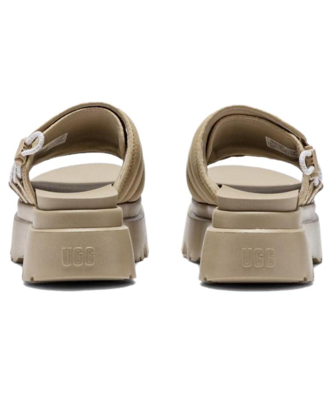 UGG AUSTRALIA Бежевые кожаные сандалии, фото 5