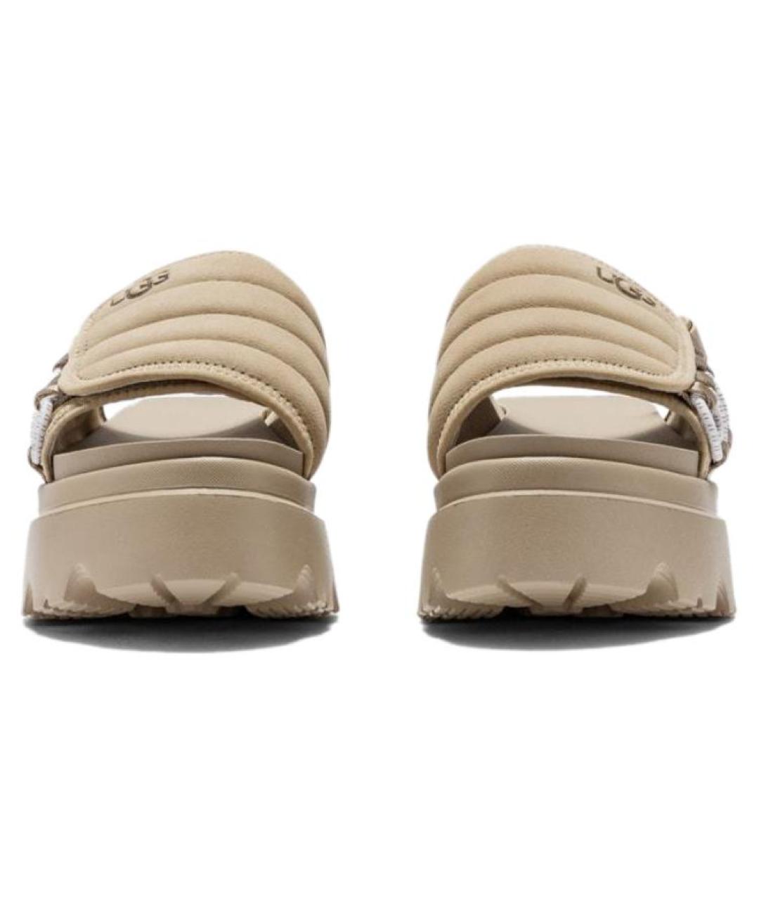 UGG AUSTRALIA Бежевые кожаные сандалии, фото 4