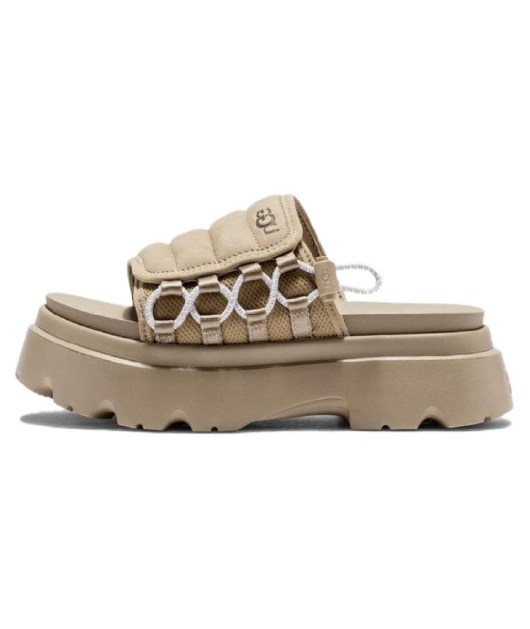 UGG AUSTRALIA Бежевые кожаные сандалии, фото 2