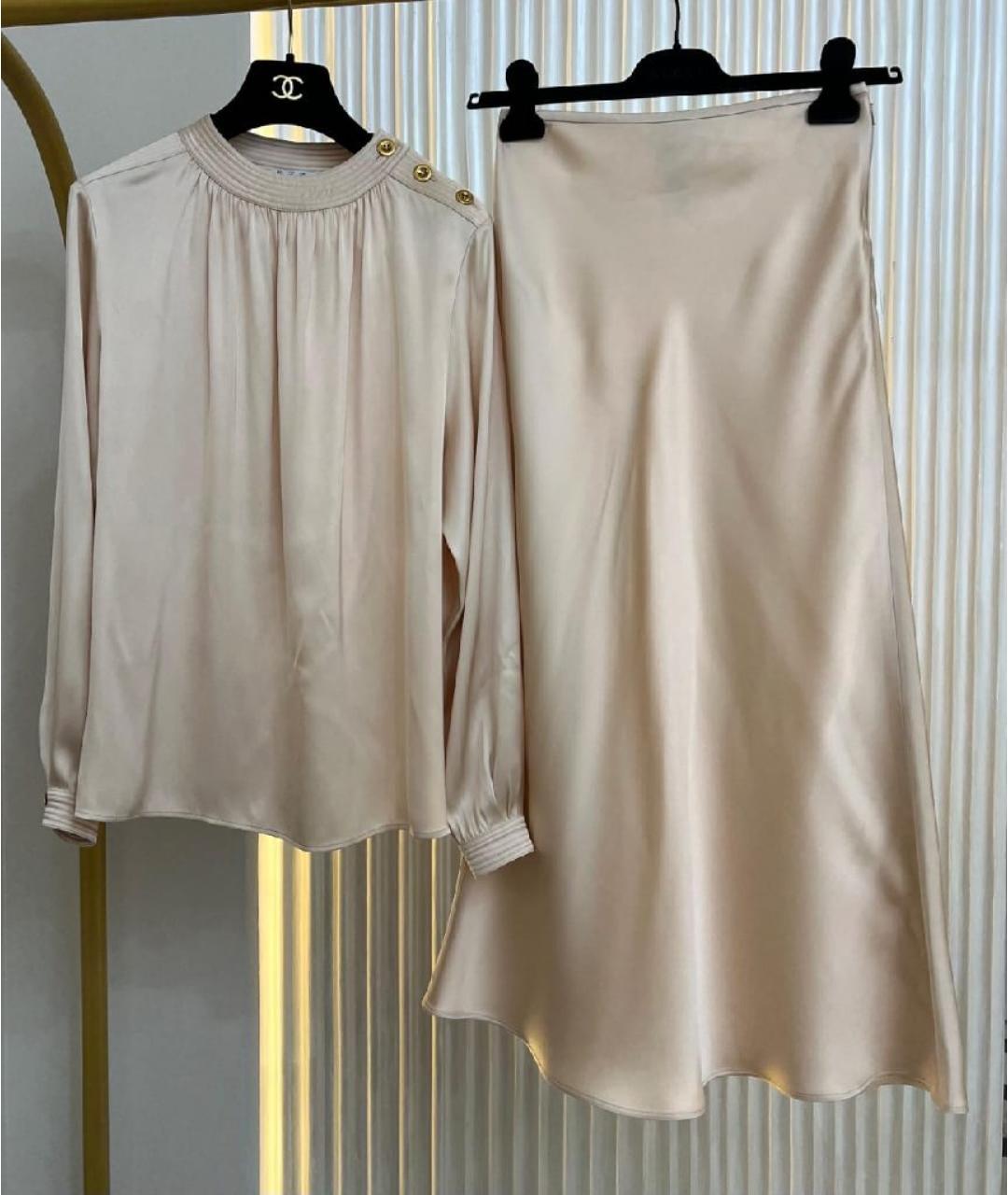 LORO PIANA Бежевый шелковый костюм с юбками, фото 3