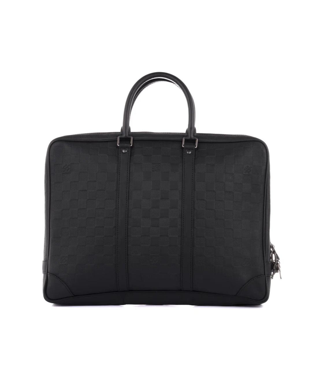 LOUIS VUITTON Черный кожаный портфель, фото 3