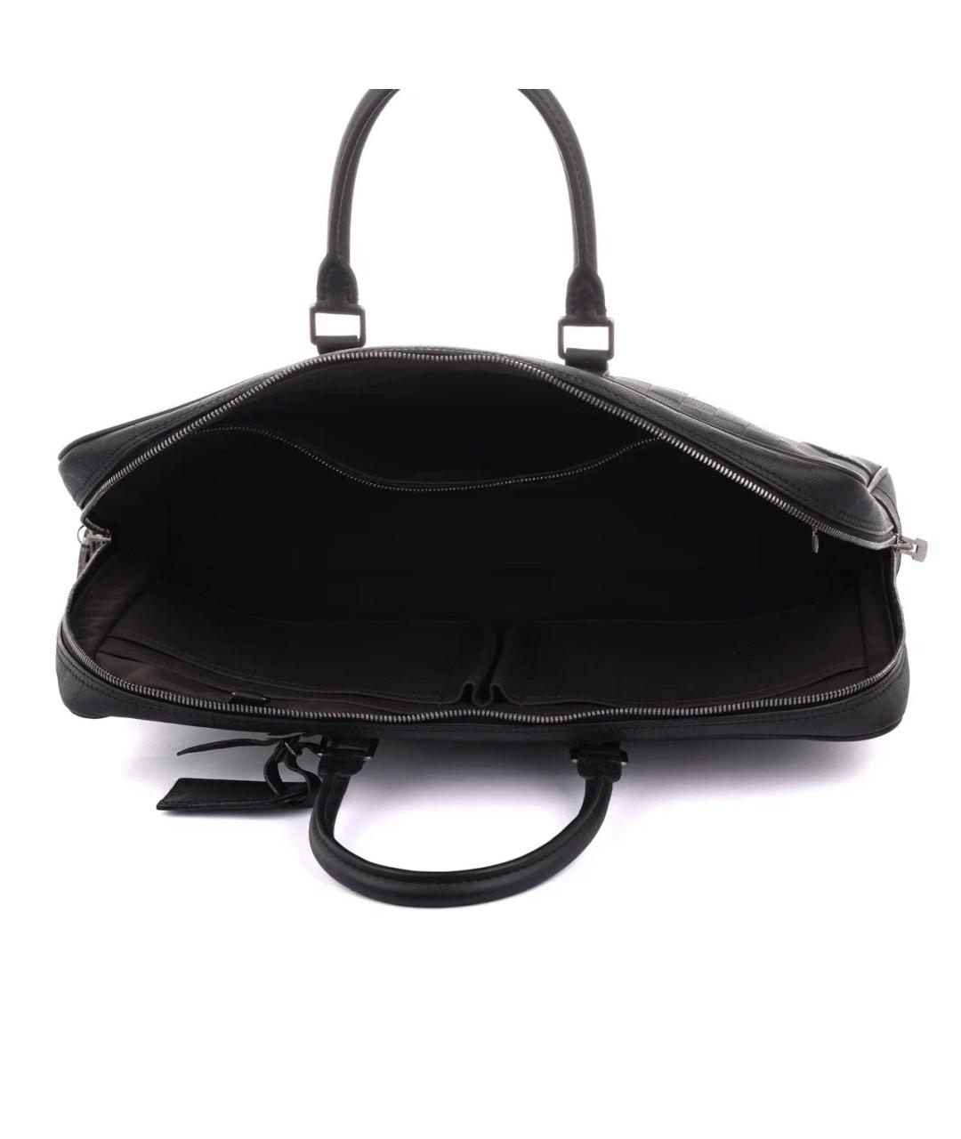 LOUIS VUITTON Черный кожаный портфель, фото 7