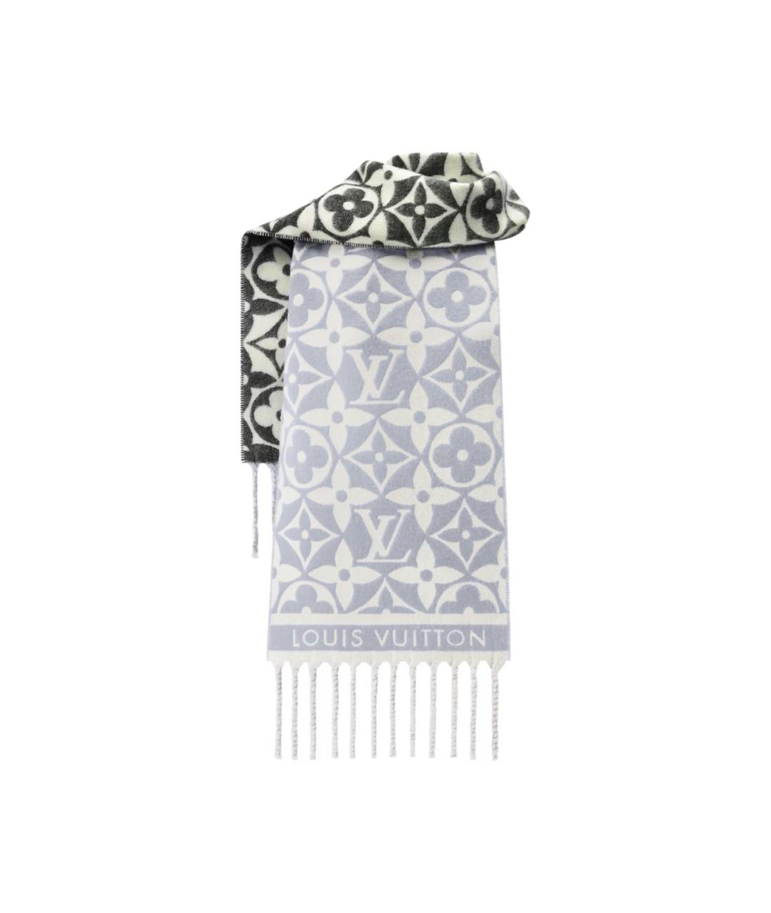 LOUIS VUITTON Серый шерстяной шарф, фото 2