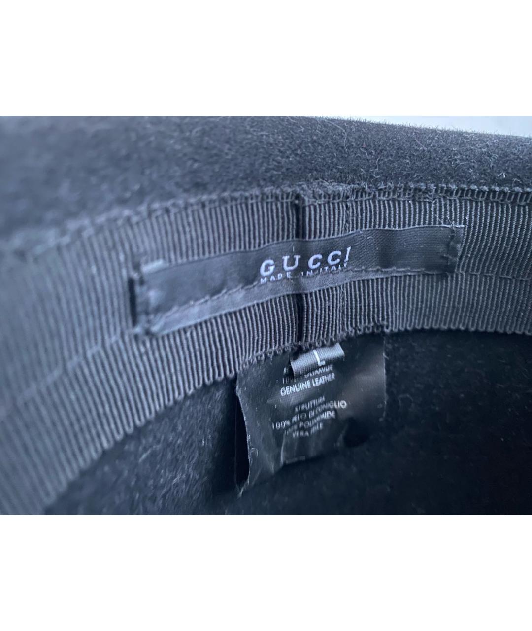 GUCCI Черная шерстяная шляпа, фото 5