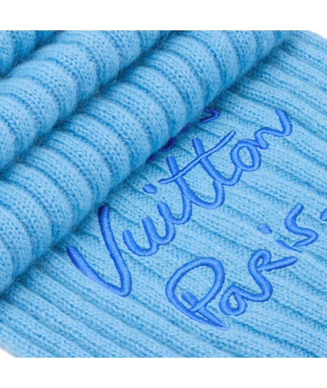 LOUIS VUITTON Голубой шерстяной шарф, фото 3